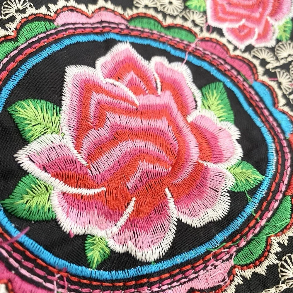 Unbranded Backpack Womens Medium Floral Rose Embroidered‎ Boho Black Excellent